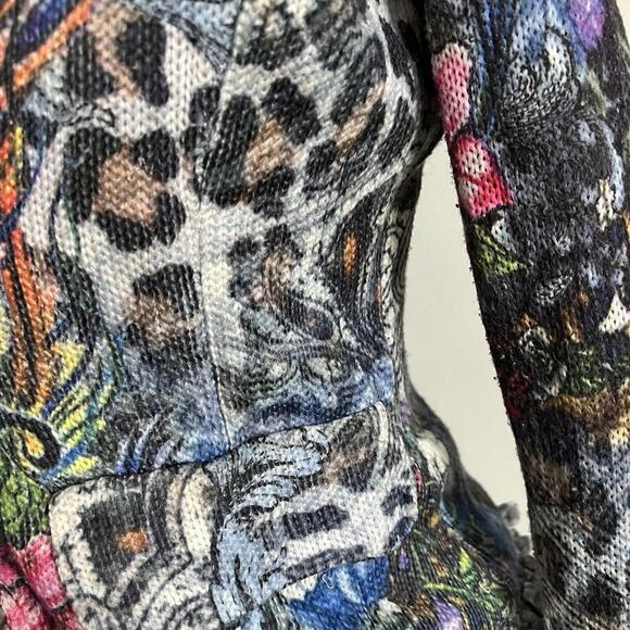 Vintage Alberto Makali Patchwork Sweater Jacket Ruched Ruffle Lace Cardigan sz S - Picture 7 of 10